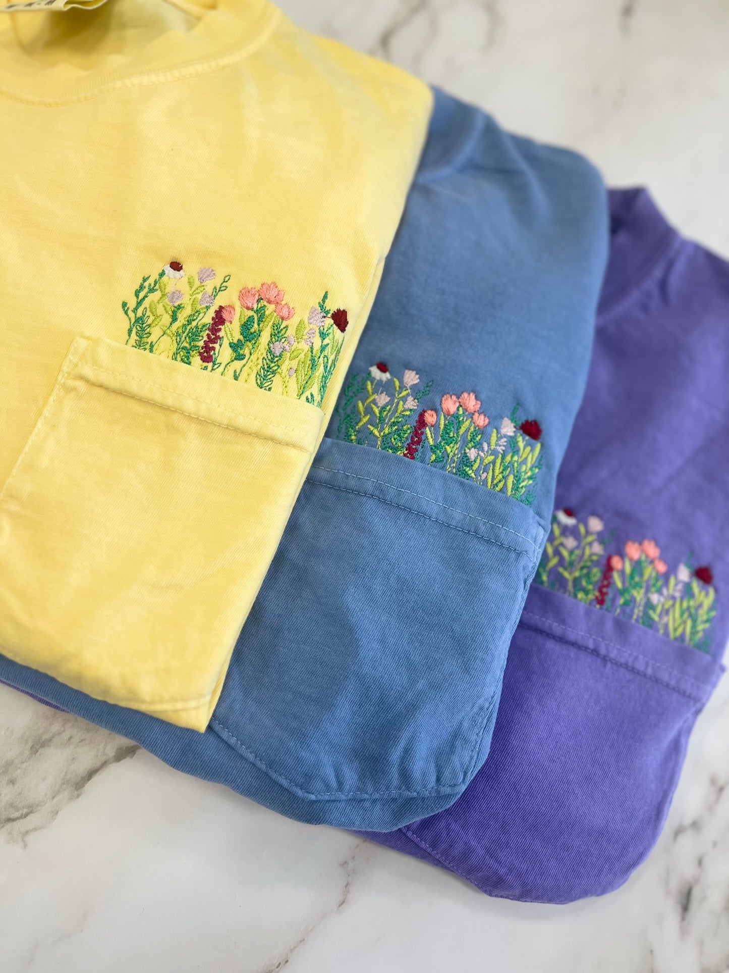 Embroidered Wildflower Pocket Tee