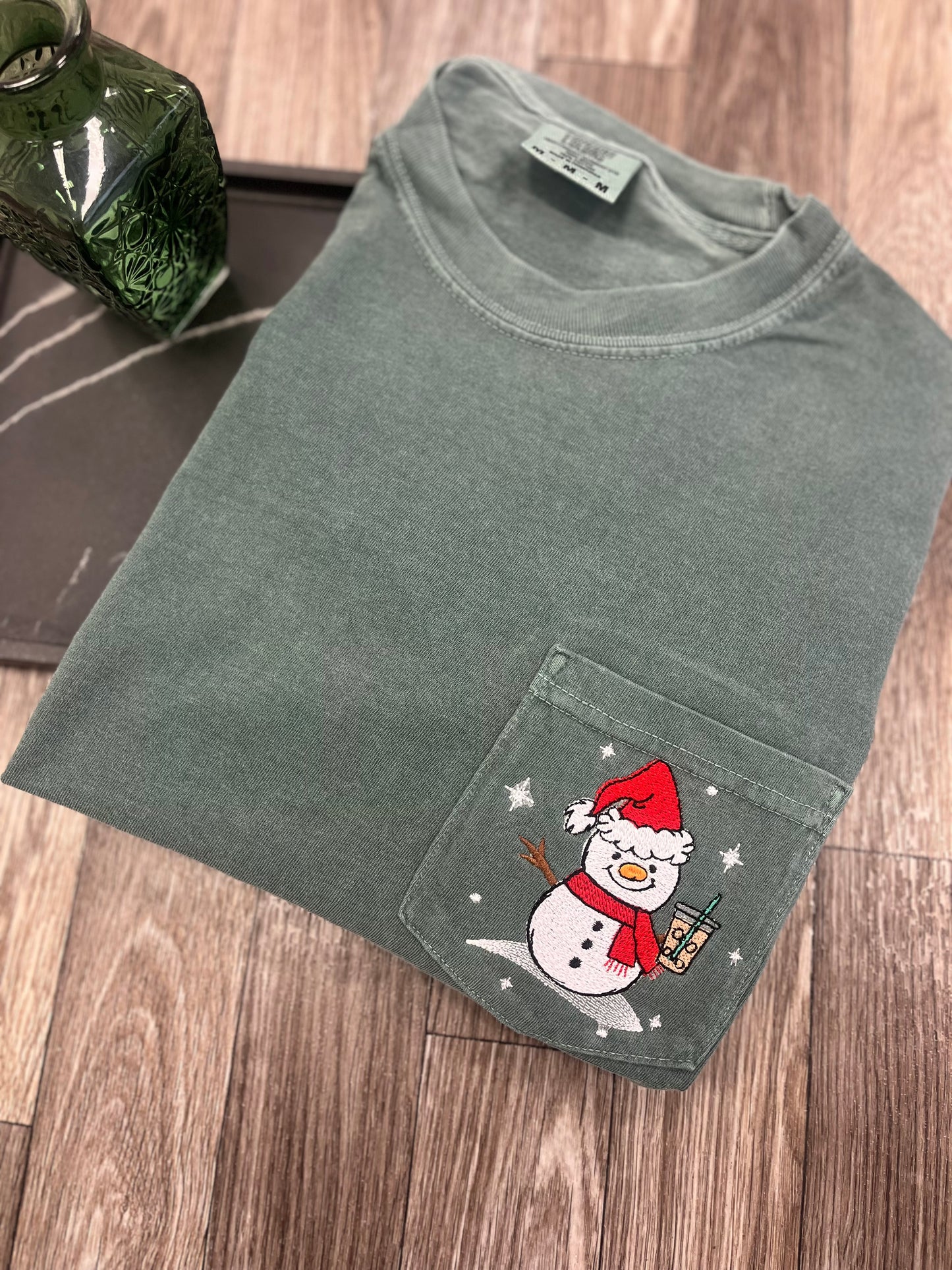 Embroidered Snowman Pocket Tee