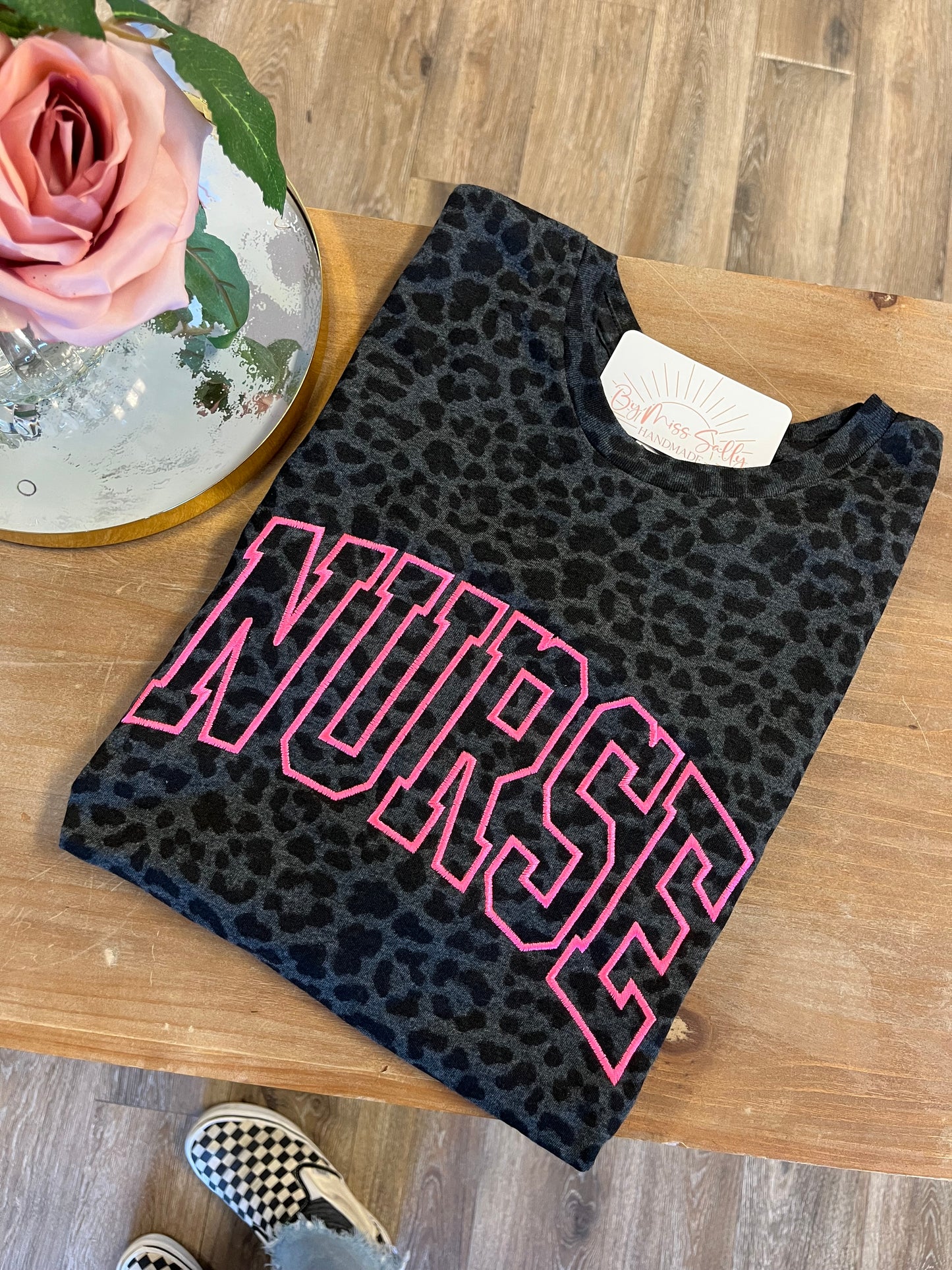 Nurse Black Leopard Tshirt