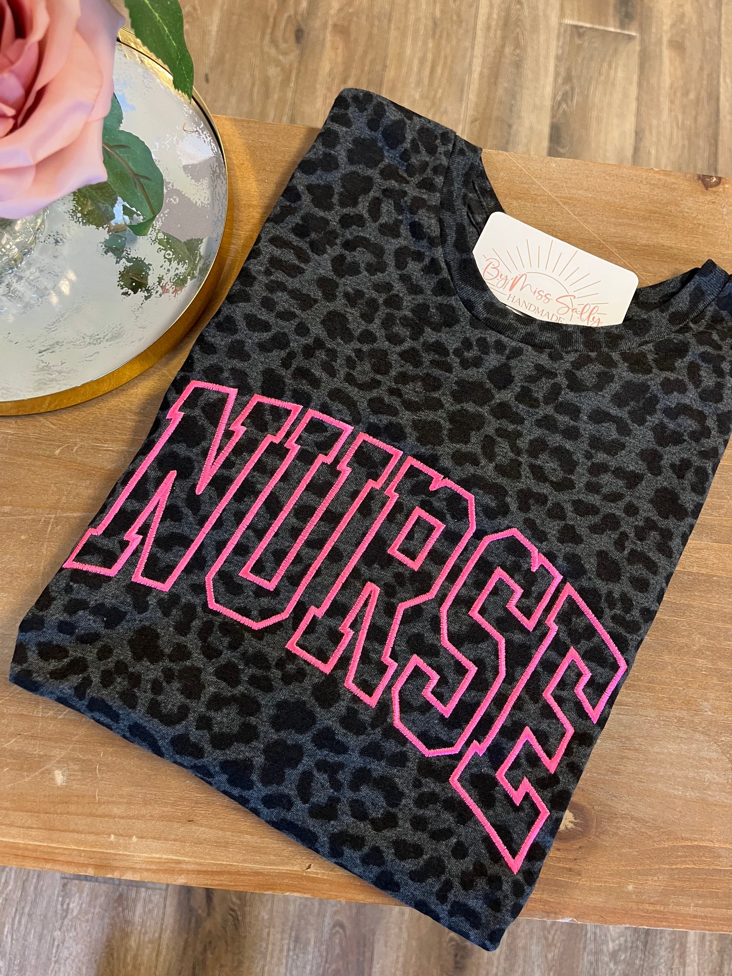 Nurse Black Leopard Tshirt