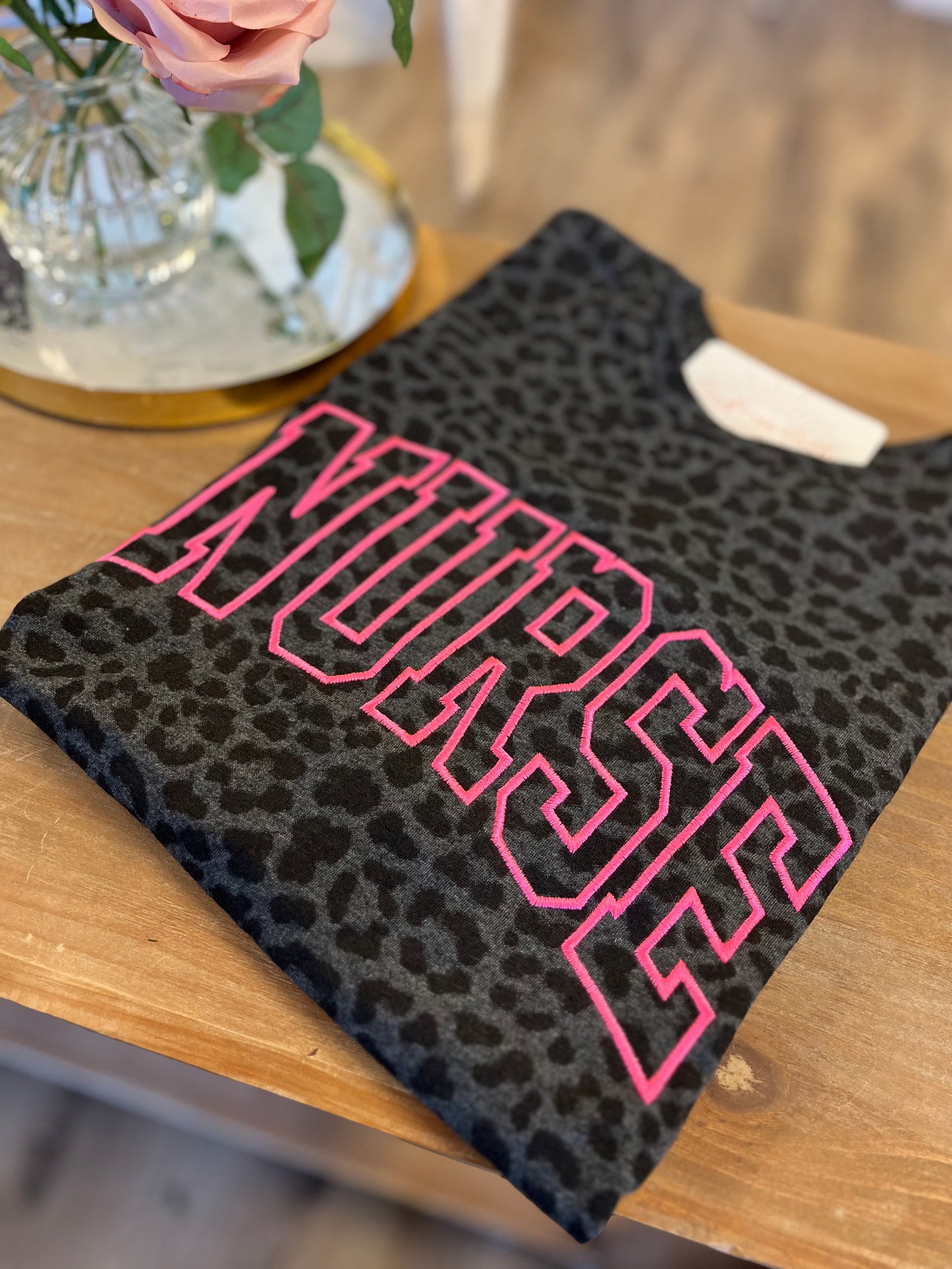 Nurse Black Leopard Tshirt