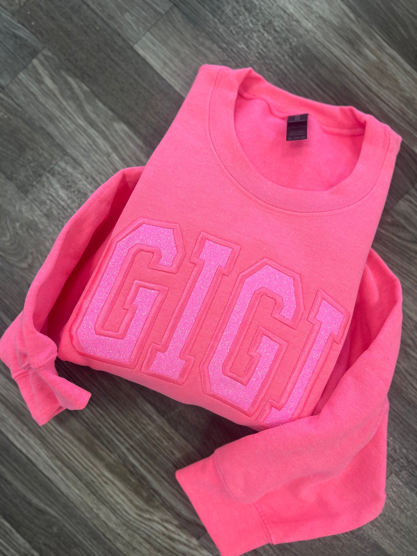 Varsity Glitter Custom Name Crewneck