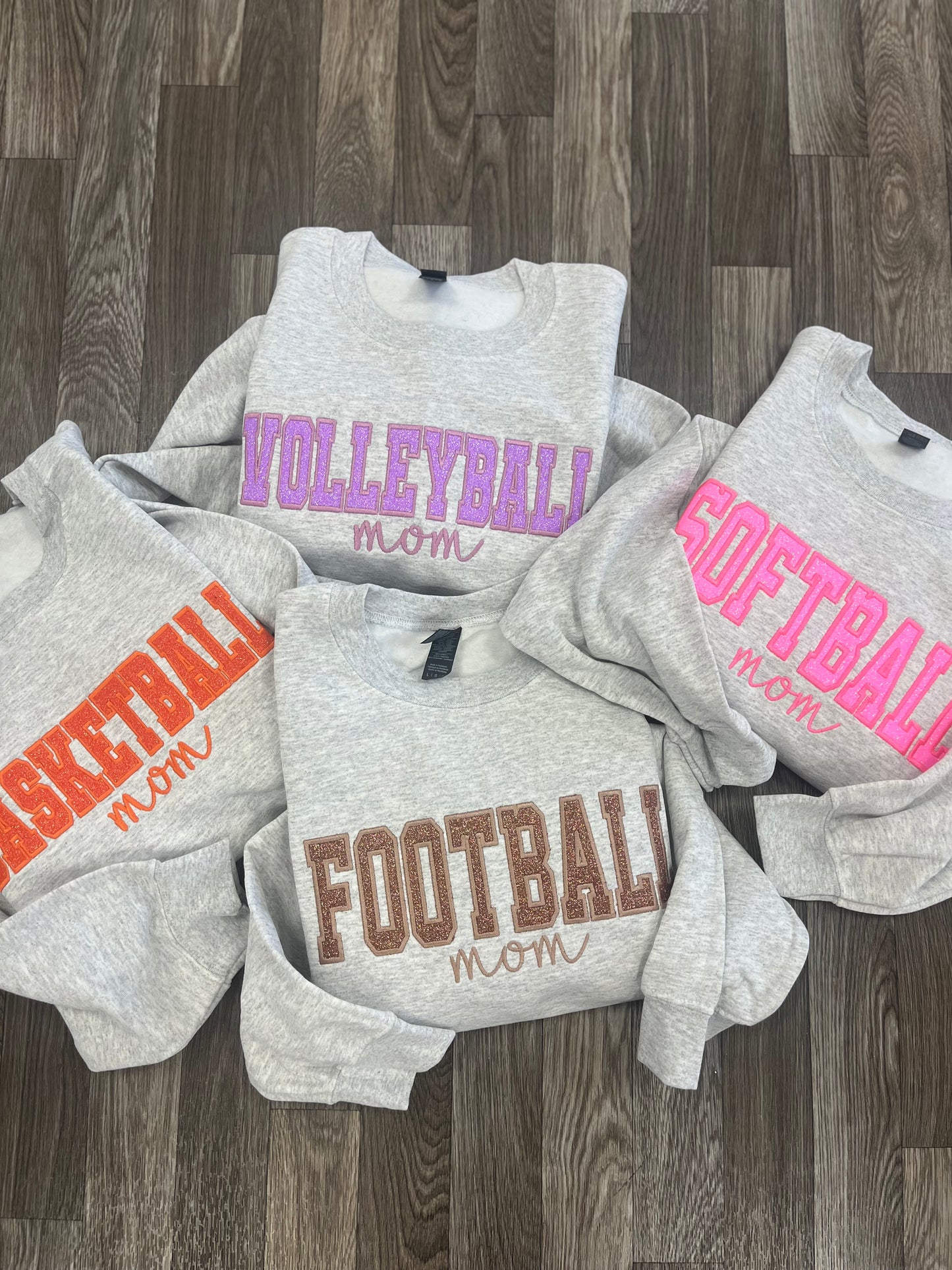 Glitter Sports Mom Gildan Crewneck