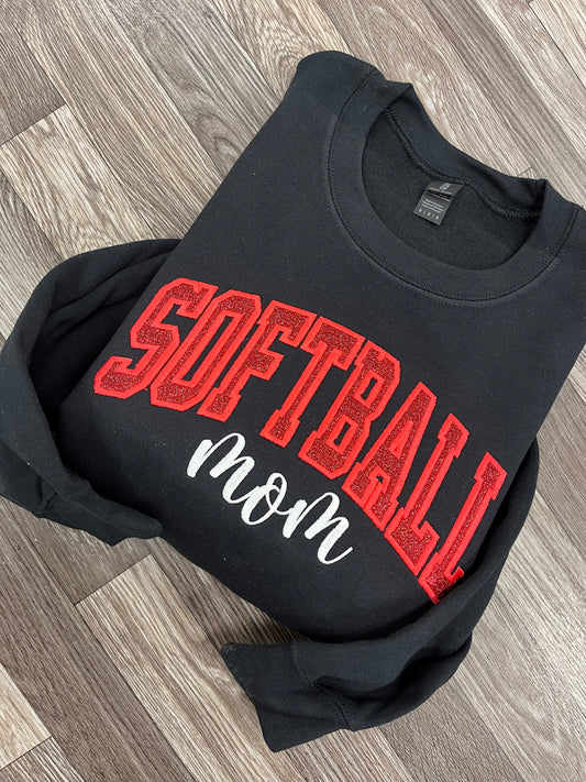 Glitter Softball Mom Gildan Crewneck