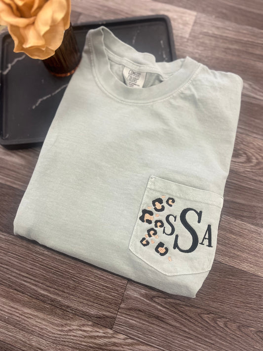 Leopard Monogram Pocket Tshirt
