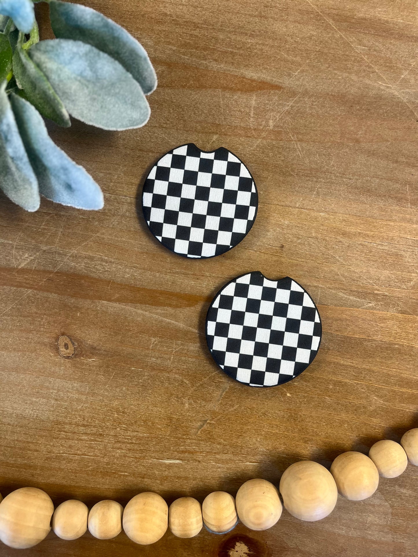 Checker Print Car Coasters