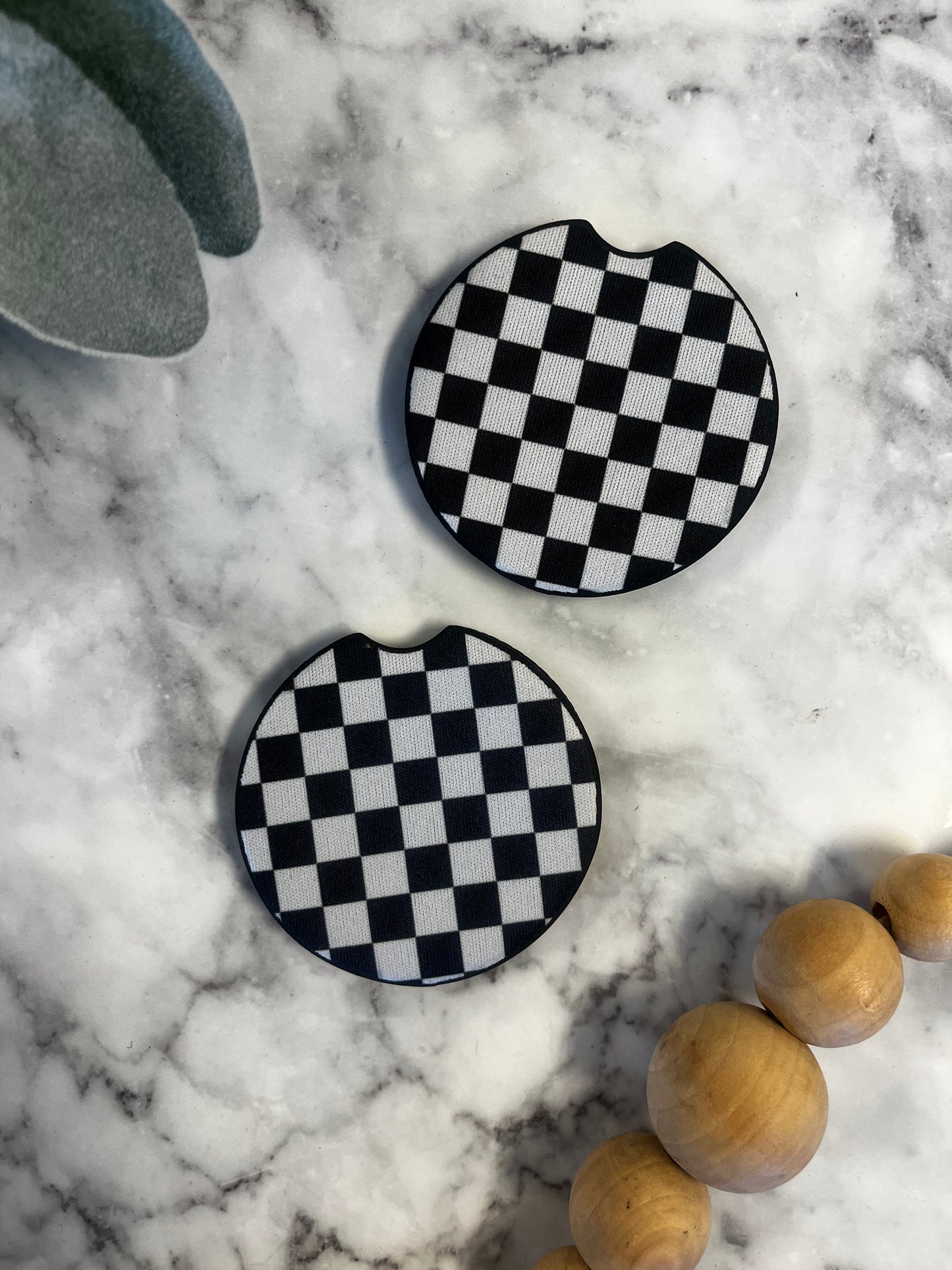 Checker Print Car Coasters