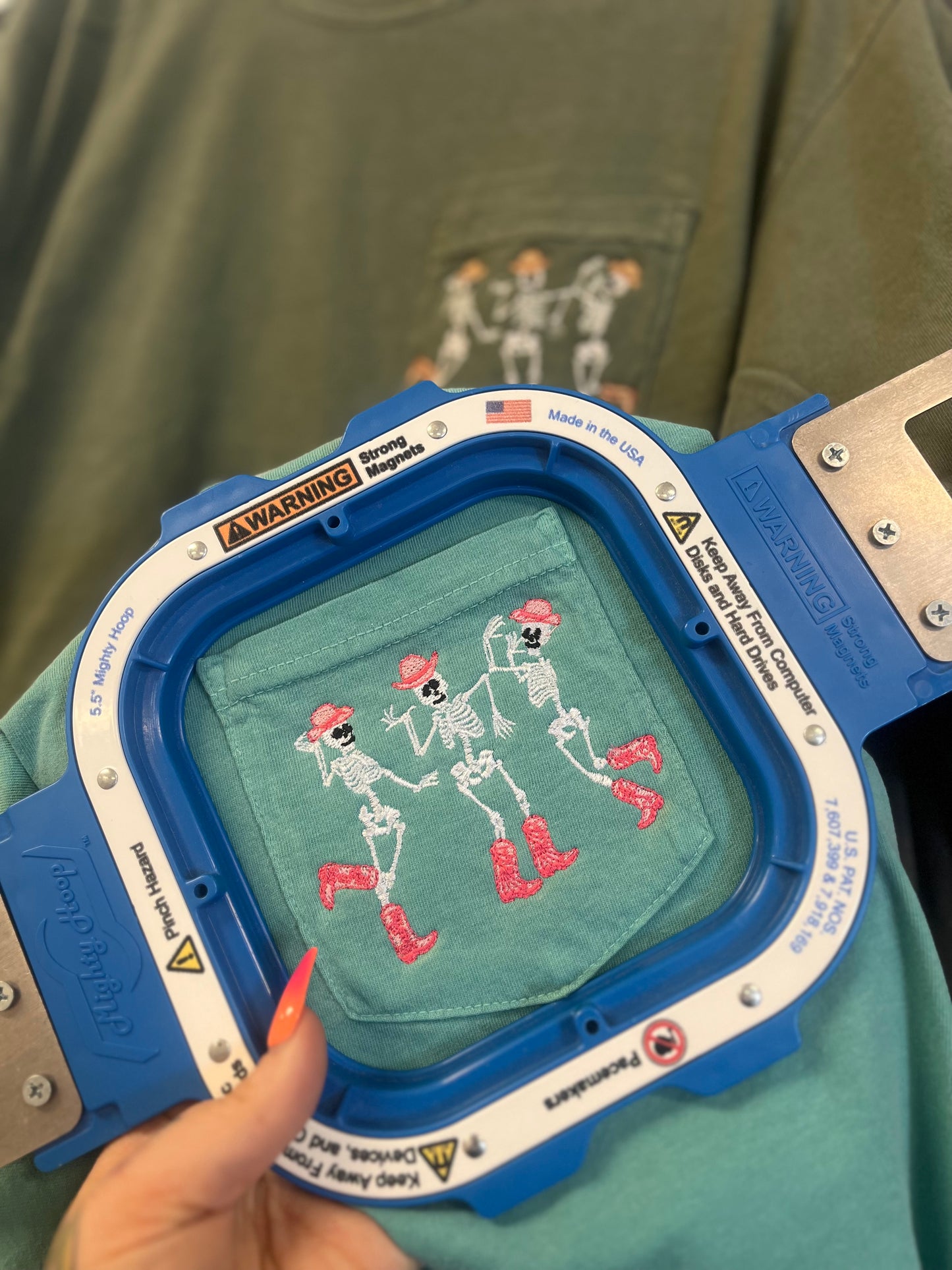 Pink Western Skeletons Pocket Tshirt