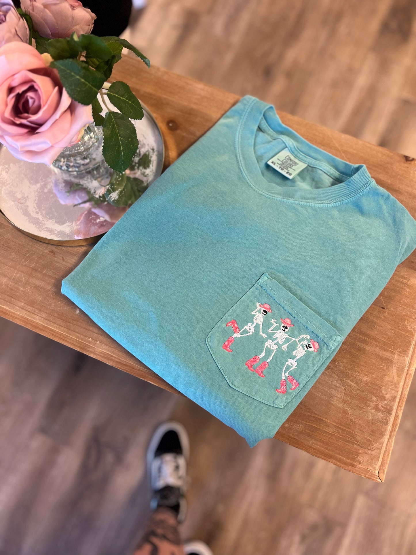 Pink Western Skeletons Pocket Tshirt