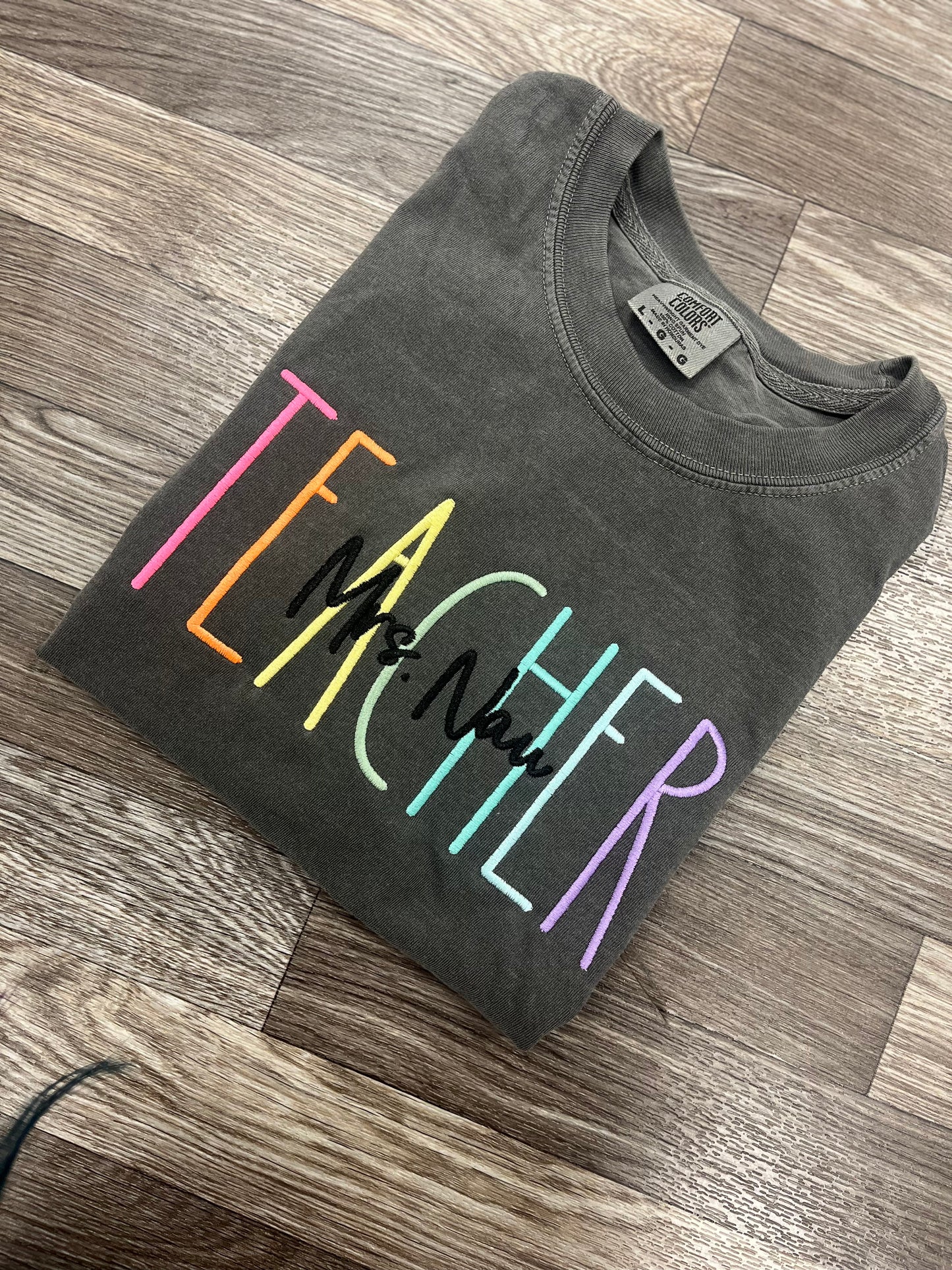 Rainbow Teacher Name Tshirt