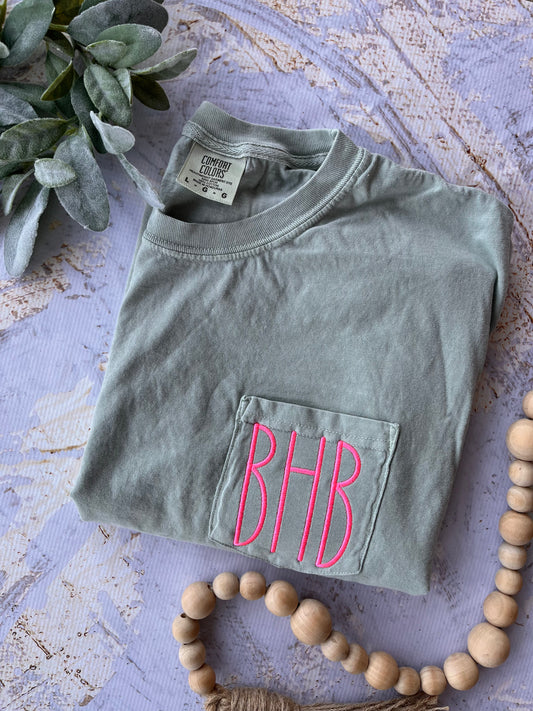 Embroidered Monogram Pocket Tee