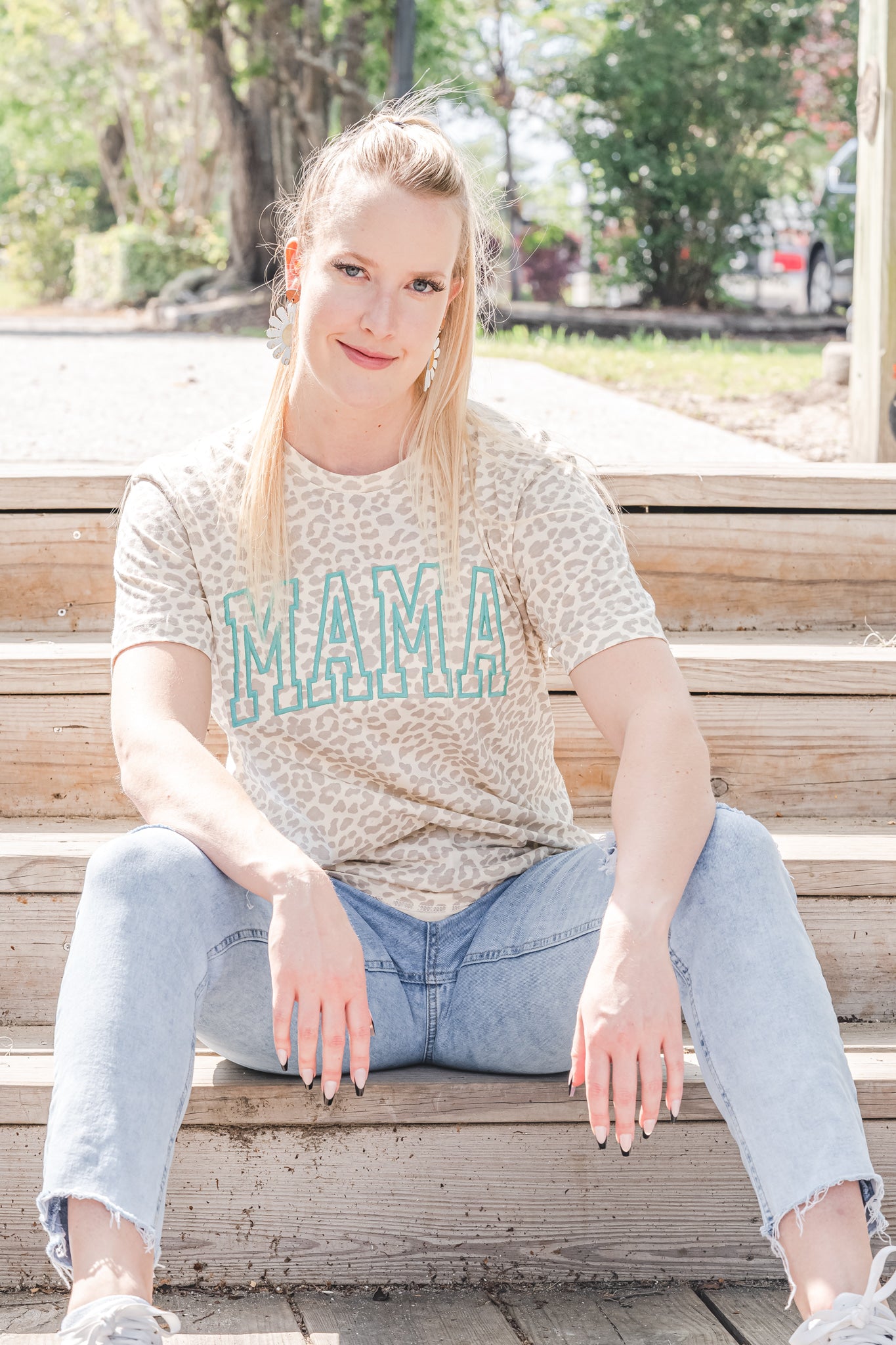 Varsity Mama Cream Leopard Tshirt