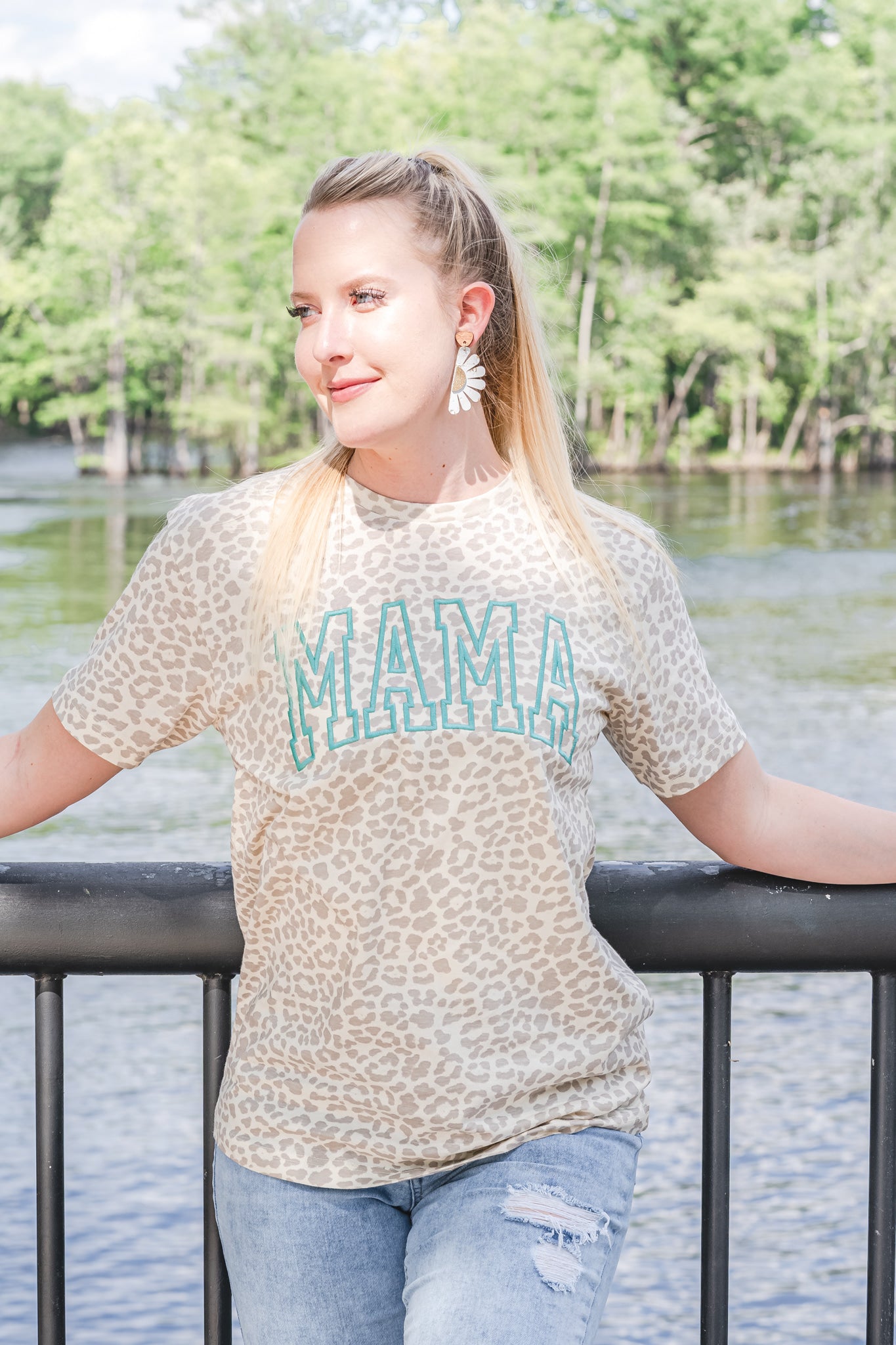 Varsity Mama Cream Leopard Tshirt