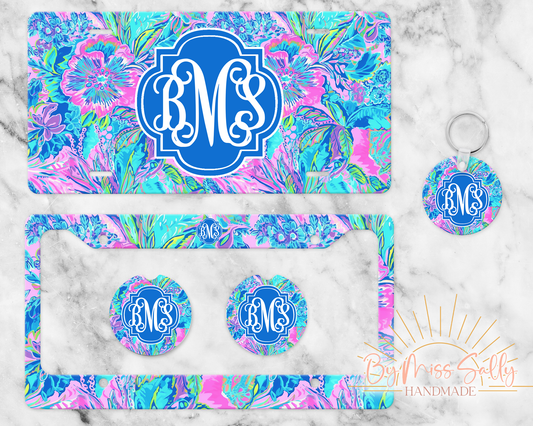Monogram License Plate in Preppy Palm Beach