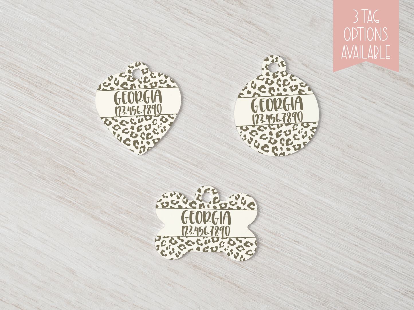 Cream Leopard Pet Tag