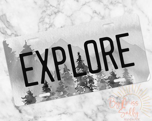 Explore License Plate - Grey Mountains